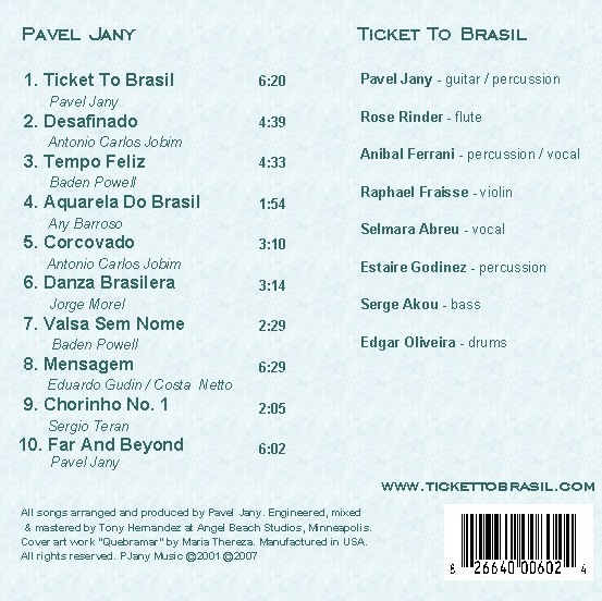 Pavel Jany Ticket To Brasil back